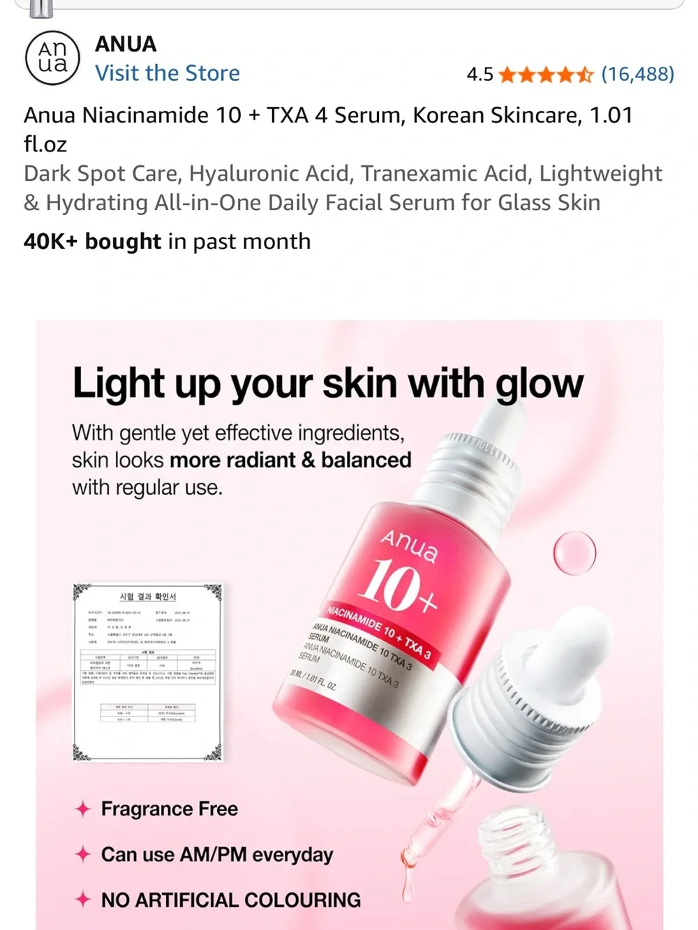 Anua 10+ Niacinamide Serum - Pink